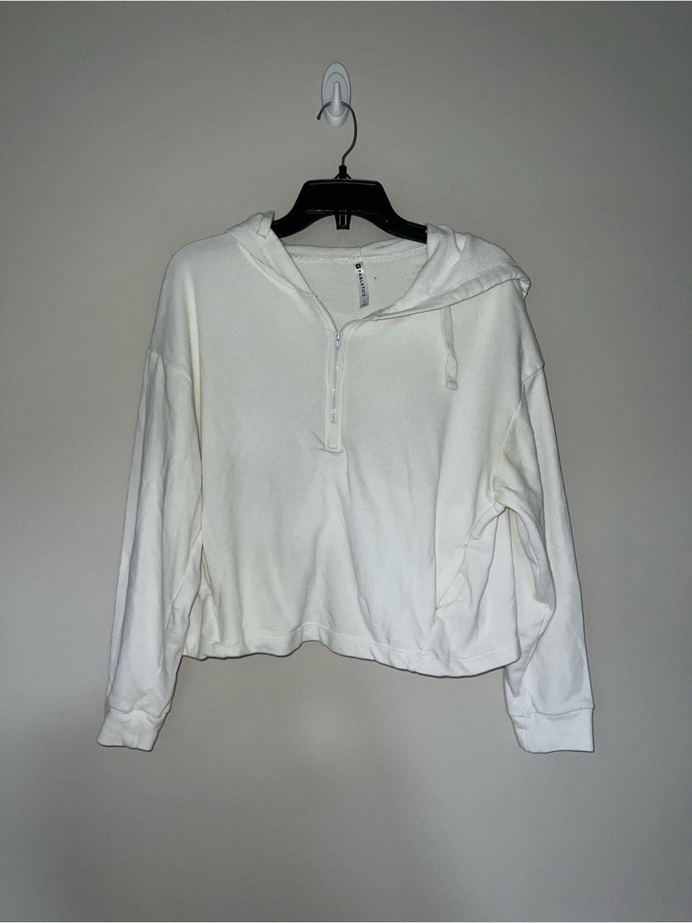 White hooded cropped quarter zip sweater Fabletics Small